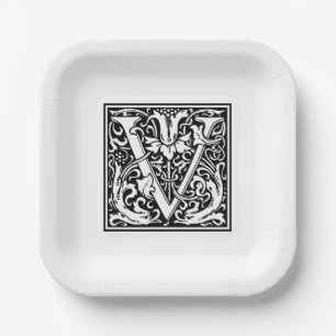 William Morris Alphabet “V” Paper Plates