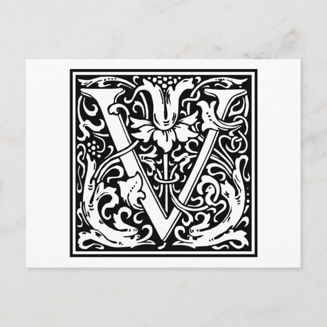 William Morris Alphabet “V” Postcard (Front)