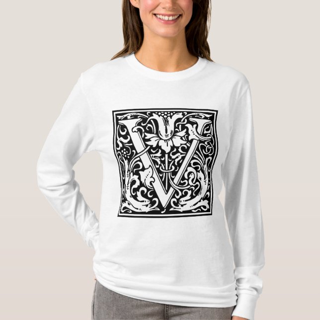William Morris Alphabet “V” T-Shirt (Front)