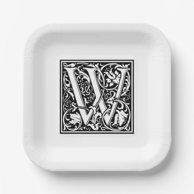 William Morris Alphabet “W” Paper Plates (Front)