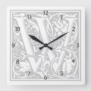 William Morris Alphabet “W” Square Wall Clock
