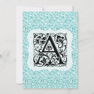 William Morris Alphabet Willow Bough Aqua Teal Thank You Card