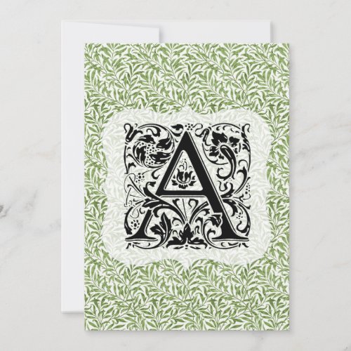 William Morris Alphabet Willow Bough Green Thank You Card