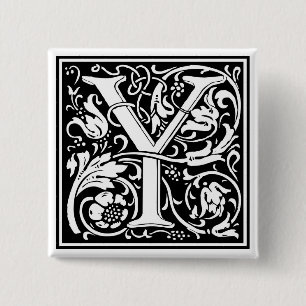 William Morris Alphabet “Y” Pinback Button