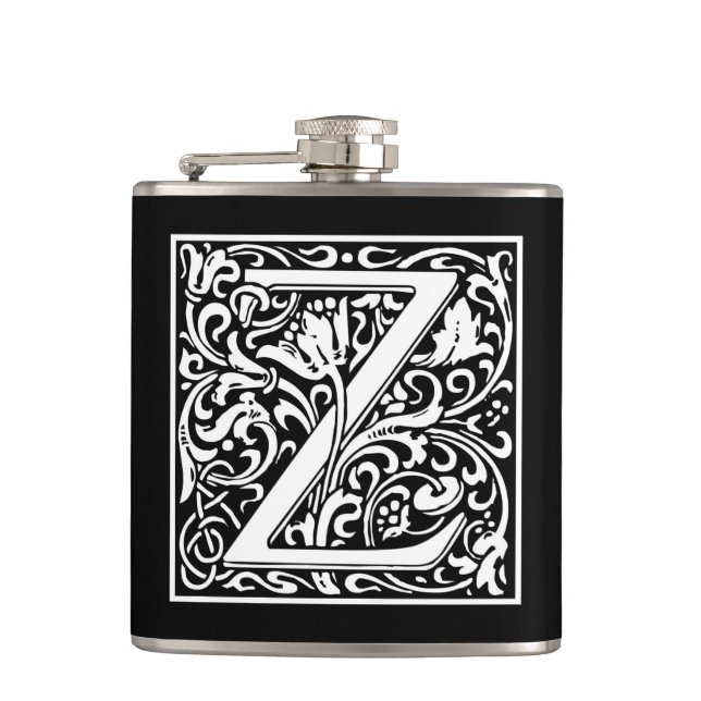 William Morris Alphabet “Z” Hip Flask (Front)