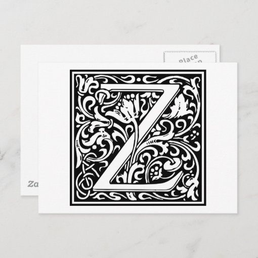 William Morris Alphabet “Z” Postcard | Zazzle