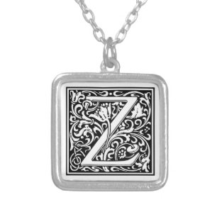 William Morris Alphabet “Z” Silver Plated Necklace
