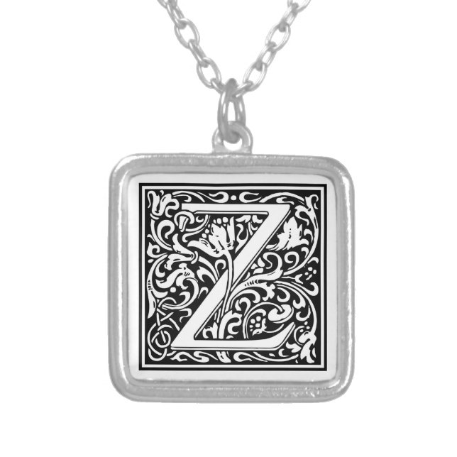 William Morris Alphabet “Z” Silver Plated Necklace (Front)