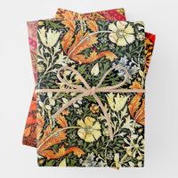 William Morris India Red Floral Wrapping Paper, Zazzle