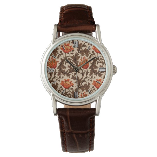 William Morris Anemone, Beige, Brown and Rust Watch (Front)
