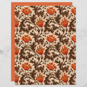 William Morris Anemone, Beige, Brown & Rust Orange