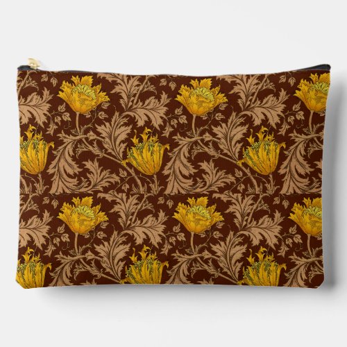 William Morris Anemone Brown and Mustard Gold  Accessory Pouch