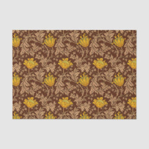 William Morris Anemone, Brown and Mustard Gold Tissue Paper