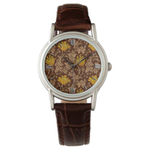 William Morris Anemone Brown and Mustard Gold Watch