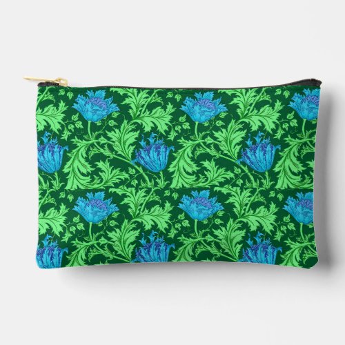William Morris Anemone Emerald Green and Blue Accessory Pouch