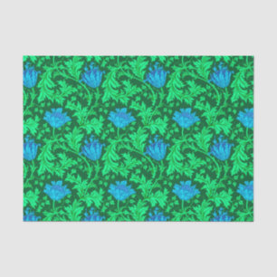 William Morris Anemone, Emerald Green and Blue Tissue Paper