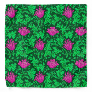 William Morris Anemone, Emerald Green and Fuchsia Bandana