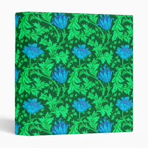 William Morris Anemone, Emerald Green & Turquoise 3 Ring Binder