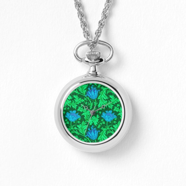 William Morris Anemone, Emerald Green & Turquoise Watch (Front)