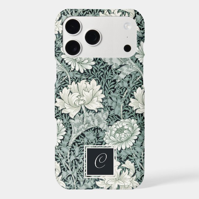 William Morris Anemone Floral Pattern and Monogram Iphone Case (Back)