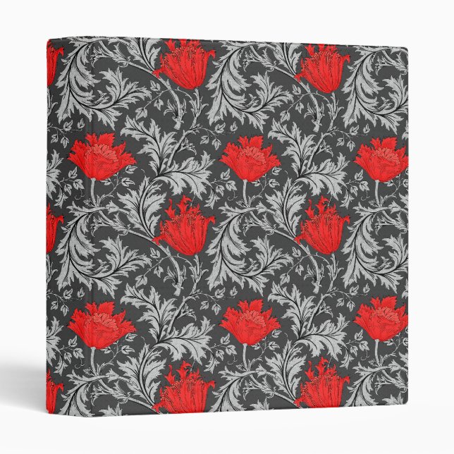William Morris Anemone, Gray / Grey and Red Binder (Front/Spine)