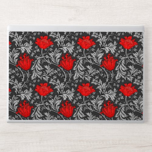 William Morris Anemone Gray  Grey and Red   HP Laptop Skin