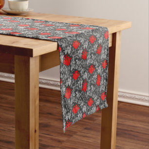 William Morris Anemone, Gray / Grey and Red Short Table Runner