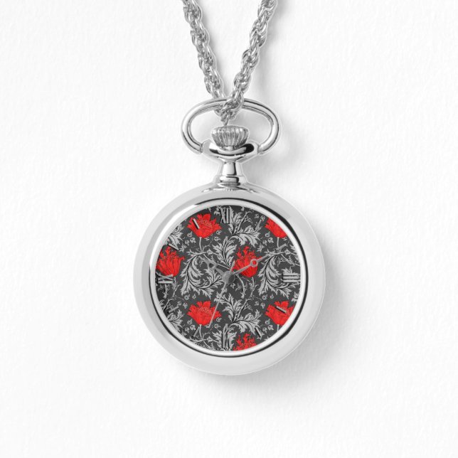 William Morris Anemone, Gray / Grey and Red Watch (Front)