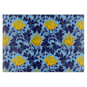 William Morris Anemone, Navy, Sky Blue and Yellow Cutting Board