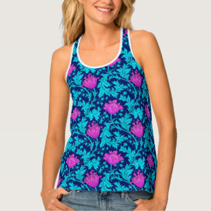 William Morris Anemone, Navy, Turquoise & Magenta Tank Top