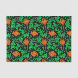 William Morris Anemone, Orange, Green and Black Tissue Paper