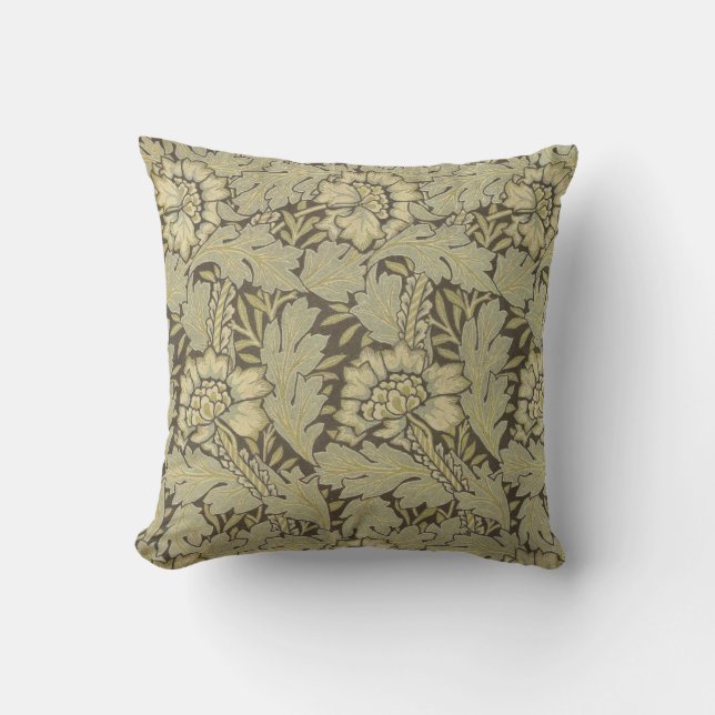 William Morris Anemone Pattern Throw Pillow (Front)