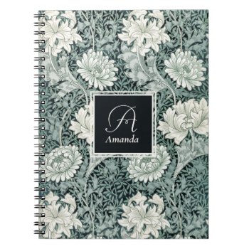 William Morris Anemone Pattern With Monogram Notebook by encore_arts at Zazzle