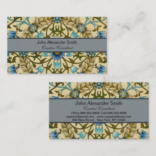 William Morris Antique 1873 Vine & Floral Pattern Business Card
