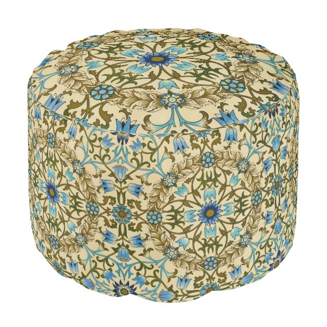 William Morris Antique 1873 Vine & Floral Pattern Pouf (Angled Front)