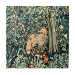 William Morris Antique Fox Forest Tapestry Art Ceramic Tile