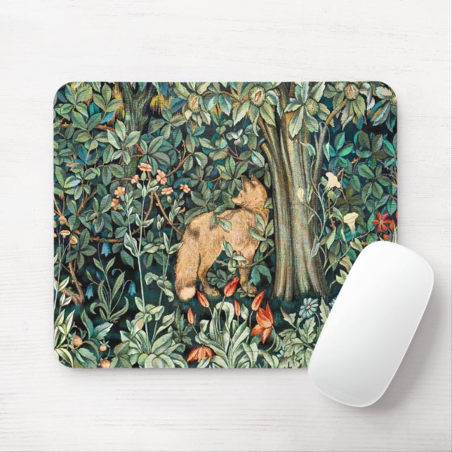 William Morris Antique Fox Forest Tapestry Art Mouse Pad (With Mouse)