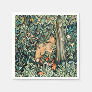 William Morris Antique Fox Forest Tapestry Art Napkins