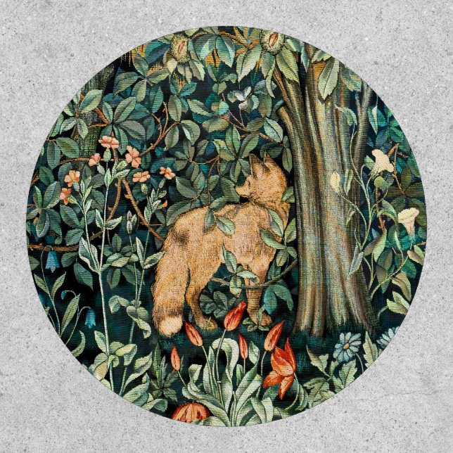 William Morris Antique Fox Forest Tapestry Art Patch (Front)