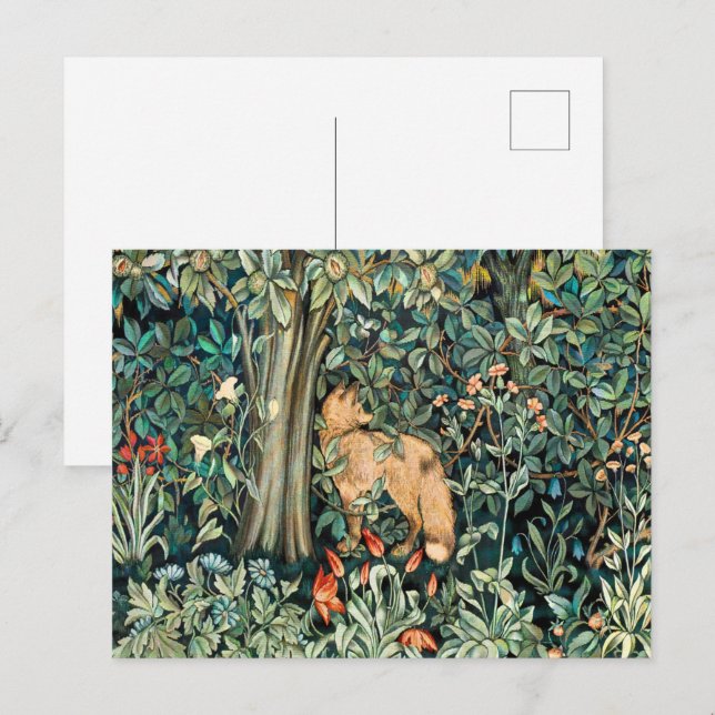 William Morris Antique Fox Forest Tapestry Art Postcard (Front/Back)