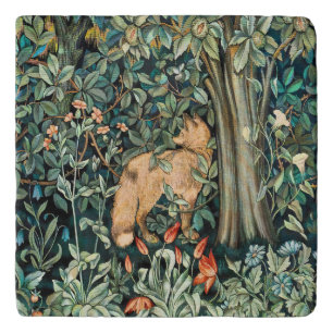 William Morris Antique Fox Forest Tapestry Art Trivet