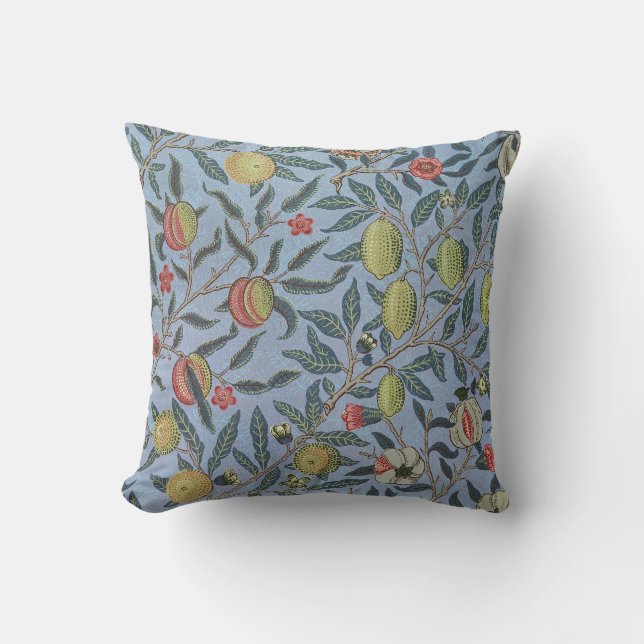 William Morris -Antique Fruit or Pomegrana Pattern Throw Pillow (Front)