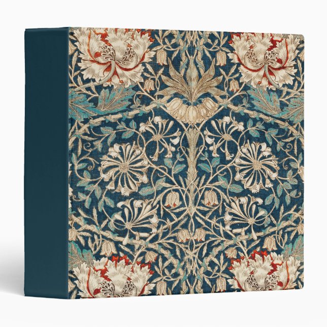 William Morris Antique Honeysuckle Floral 3 Ring Binder (Front/Spine)