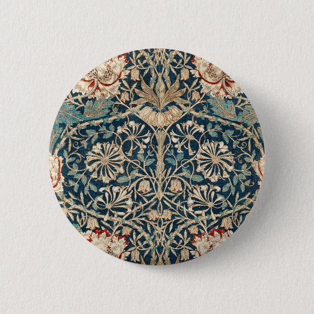 William Morris Antique Honeysuckle Floral Button (Front)