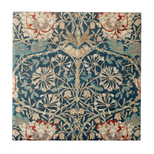 William Morris Antique Honeysuckle Floral Ceramic Tile