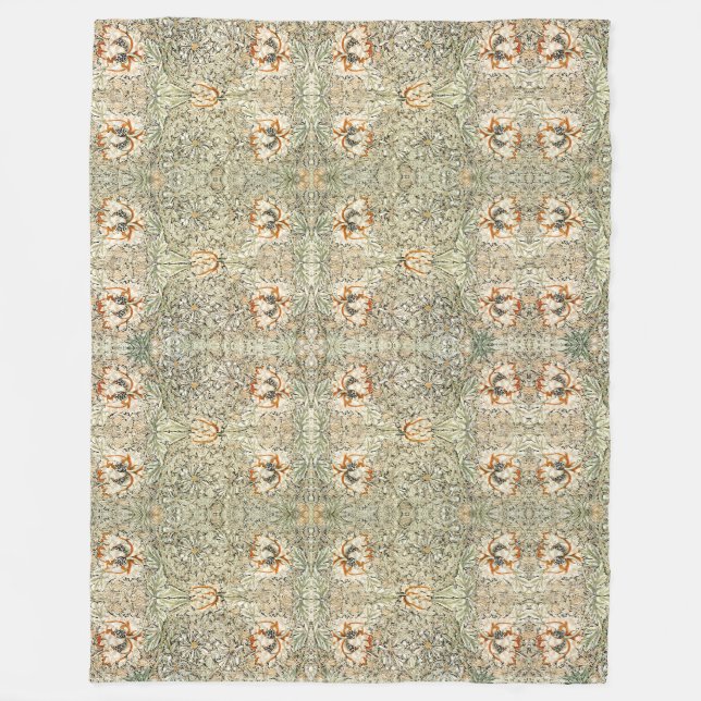 William Morris Antique Honeysuckle Floral Classic Fleece Blanket (Front)