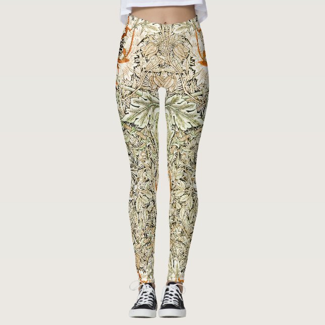 William Morris Antique Honeysuckle Floral Classic Leggings (Front)