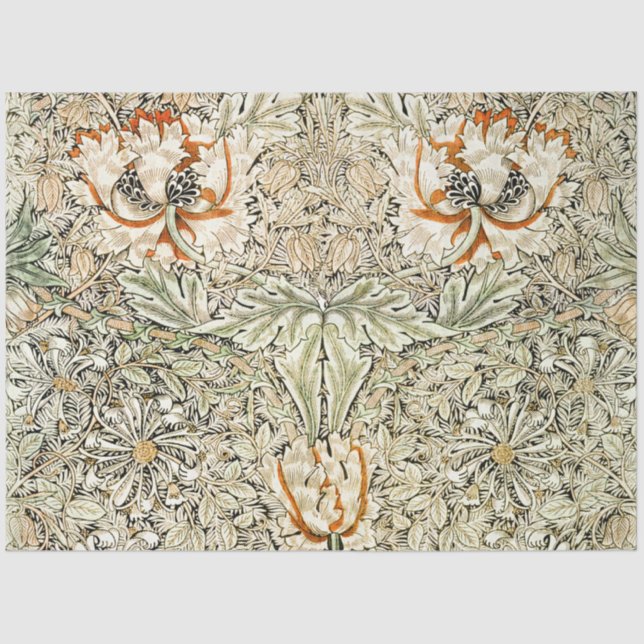 William Morris Antique Honeysuckle Floral Classic Tissue Paper (Front)