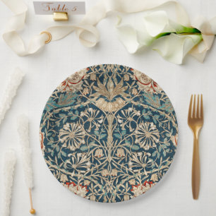 William Morris Antique Honeysuckle Floral Paper Plates