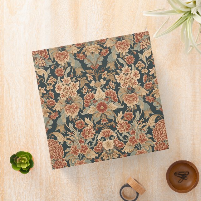 William Morris Antique Honeysuckle Floral Pattern 3 Ring Binder (In Situ)